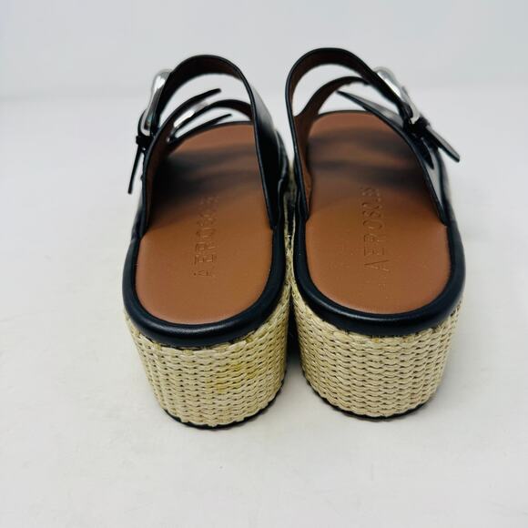 Aerosoles Women’s Size 10 Black Buckle Platform Sandals Espadrille Wedge Slides - Picture 6 of 14